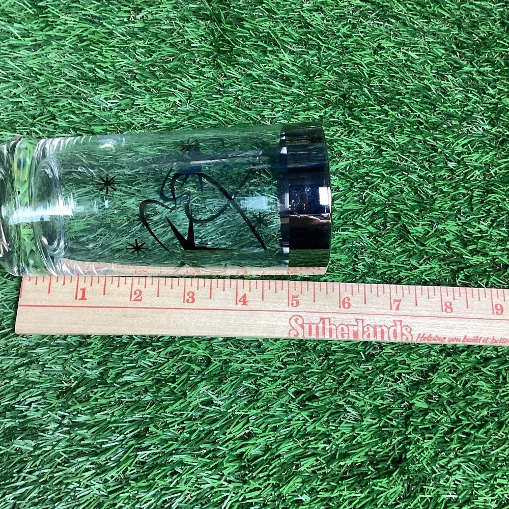 Vintage Atomic Highball Glasses with Silver Star and Streamer Design